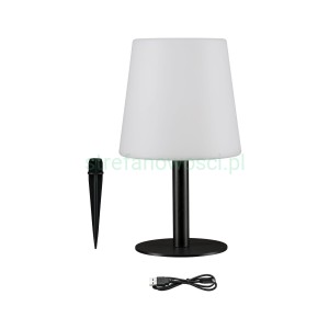 Zewnętrzna bezprzewodowa lampa stołowa LED przenośna PAULMANN Placido IP44 ściemnialna, do ogrodu, na baterie, ładowanie USB