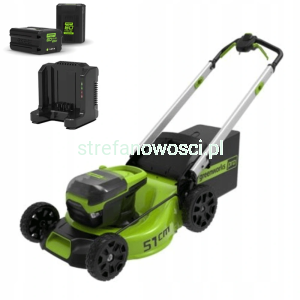 Greenworks GD60LM51SP Kosiarka akumulatorowa do trawy z napędem bezszczotkowa 51 cm 60V z koszem (zestaw 2 x 4,0 Ah i ładowarka)