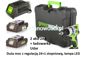 Wiertarka-wkretarka udar 24V Greenworks 2*2Ah USA