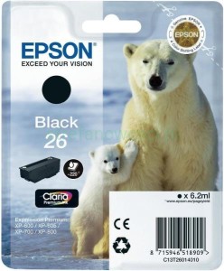 oryginalny T2601 BLACK Epson  26 czarny tusz