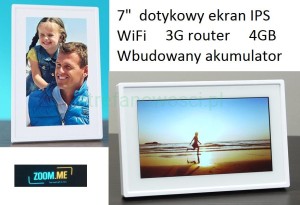 Ramka cyfrowa 7" ZOOM.ME 4GB WiFi/3G/router