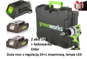 Wiertarka-wkretarka udar 24V Greenworks prezent