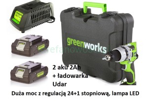 Wiertarko-wkretarka akumulatorowa udar Greenworks